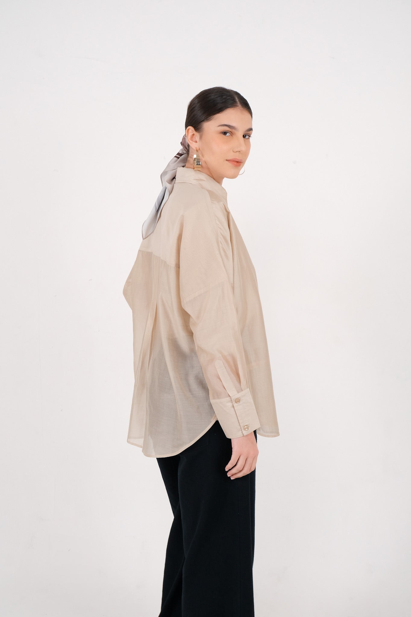 Demore Embroidery Shirt - Light Khaki / Ash Mauve