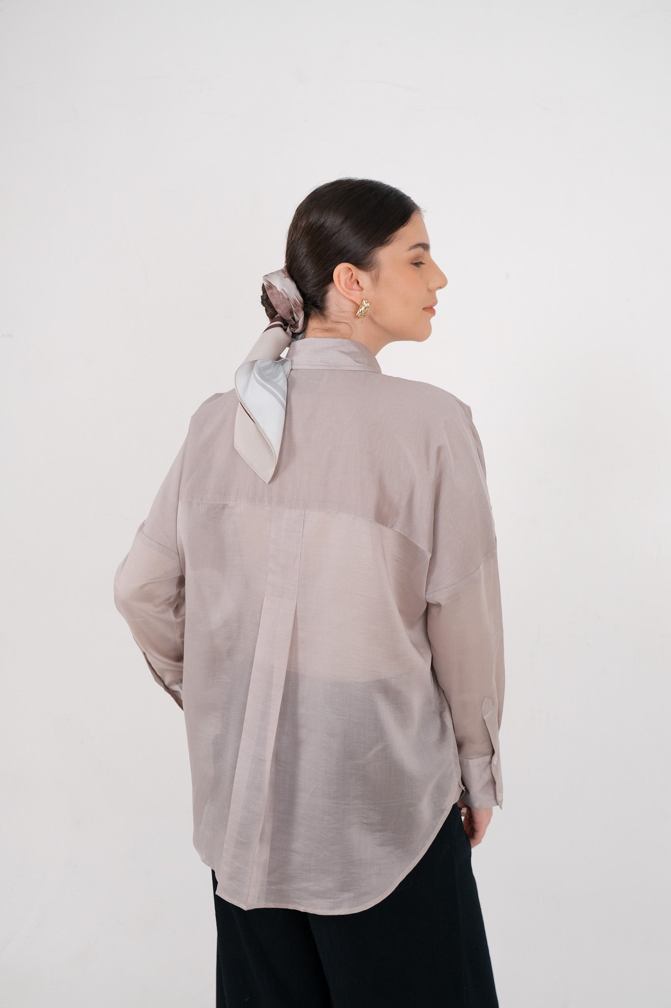 Demore Embroidery Shirt - Light Khaki / Ash Mauve