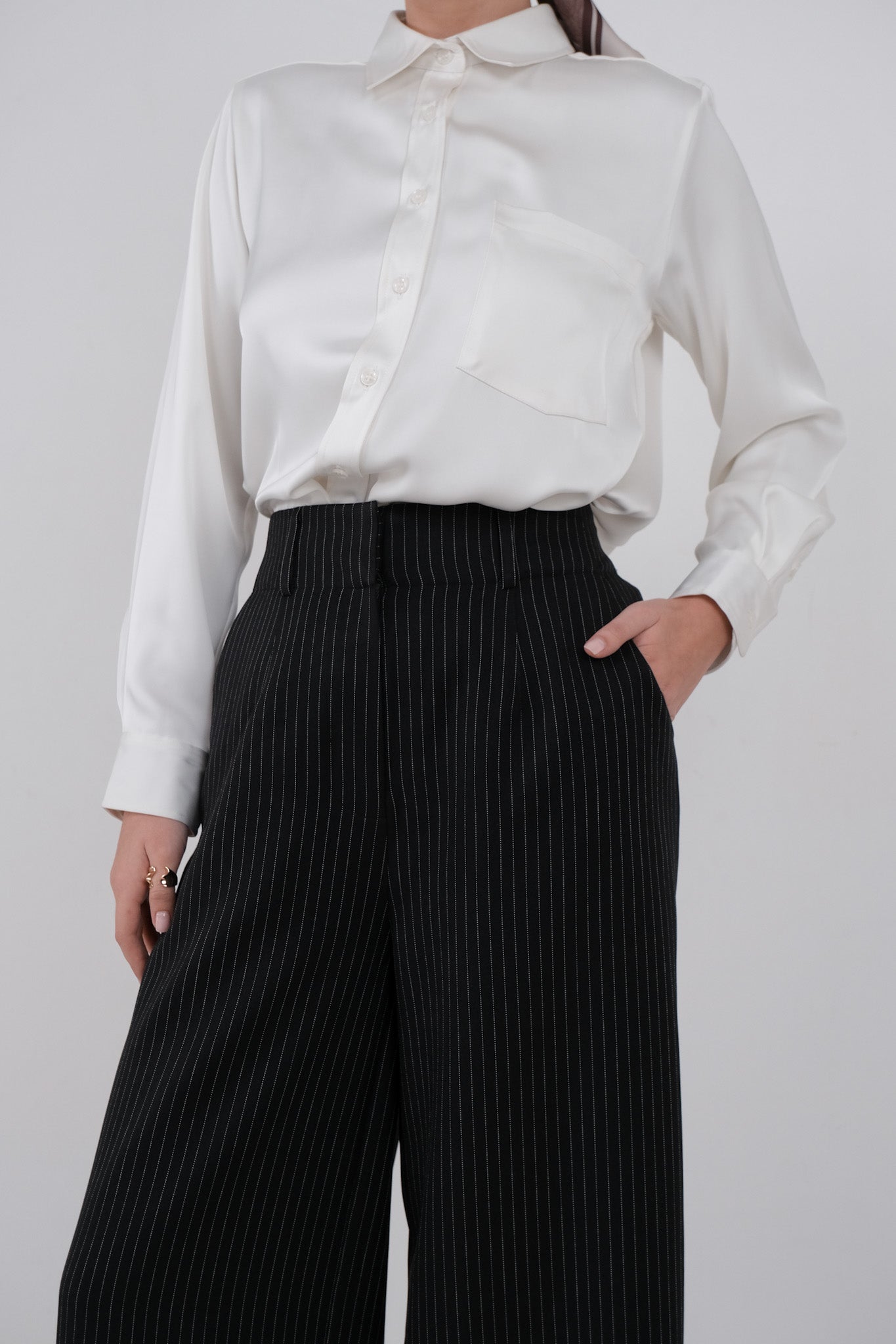 Kiel Striped Culottes - Dark Grey