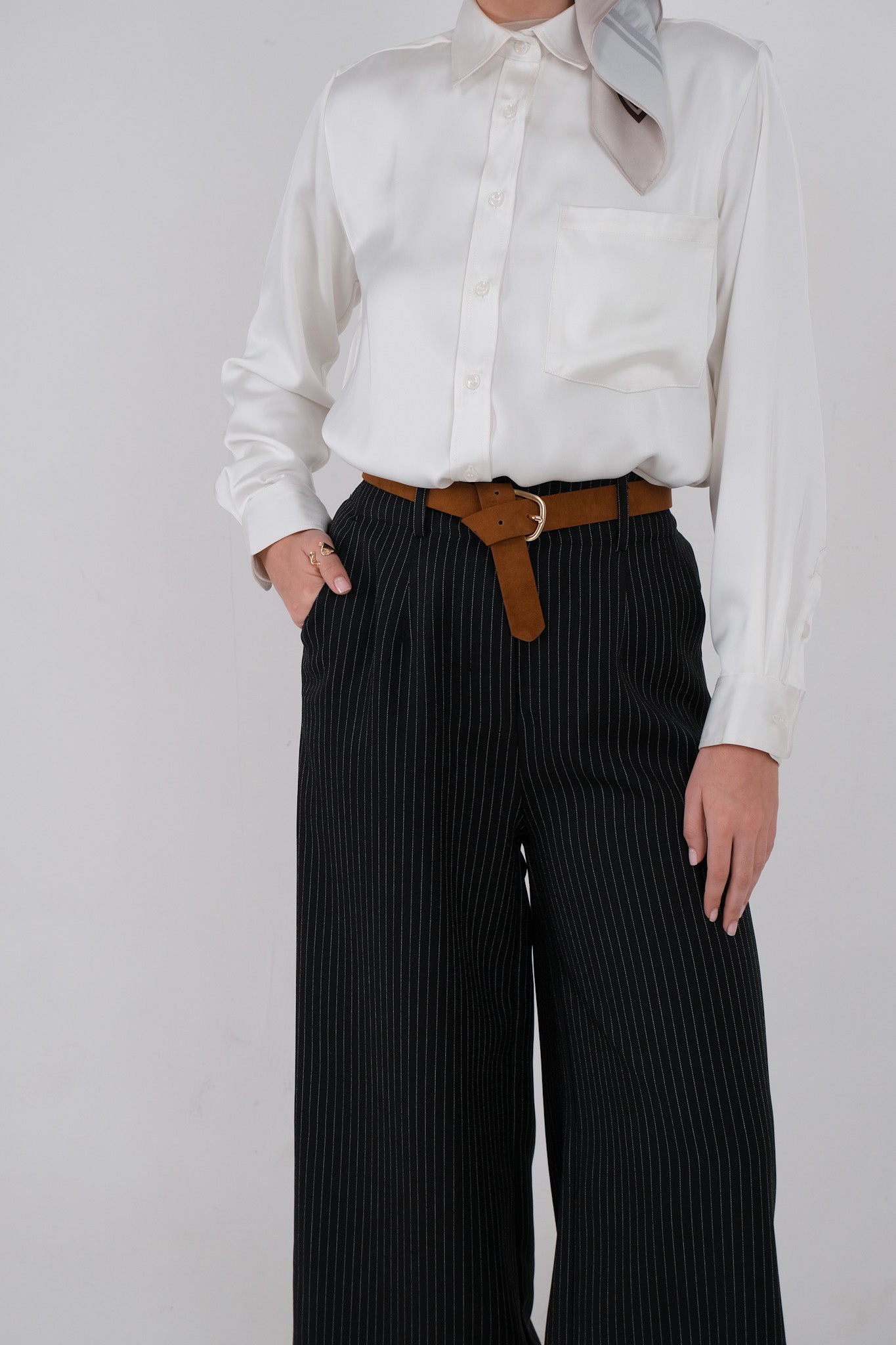 Kiel Striped Culottes - Dark Grey