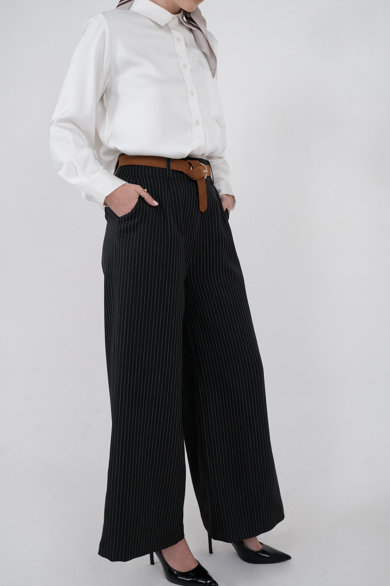 Kiel Striped Culottes - Dark Grey