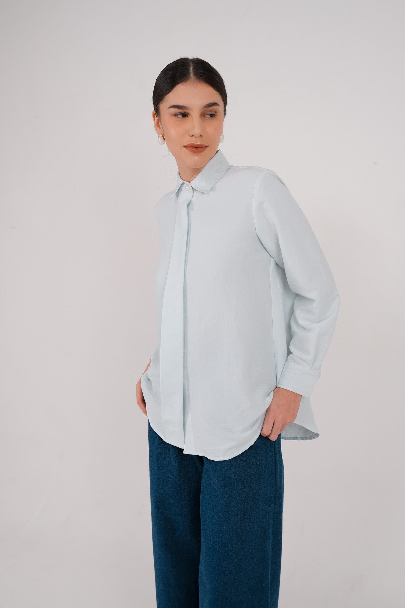 Agatha Shirt - Pale Peach / Pale Teal