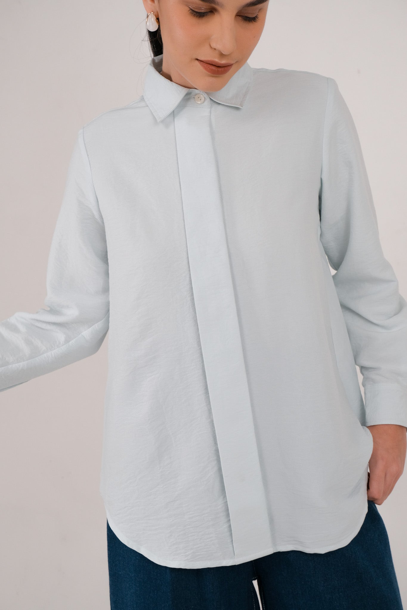 Agatha Shirt - Pale Peach / Pale Teal