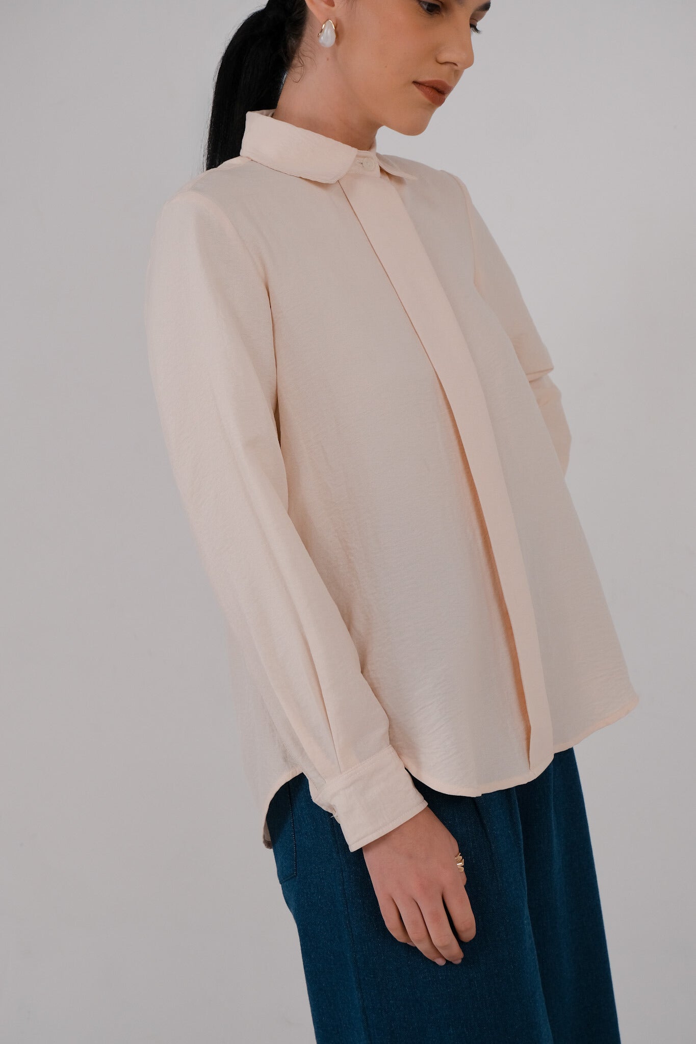 Agatha Shirt - Pale Peach / Pale Teal