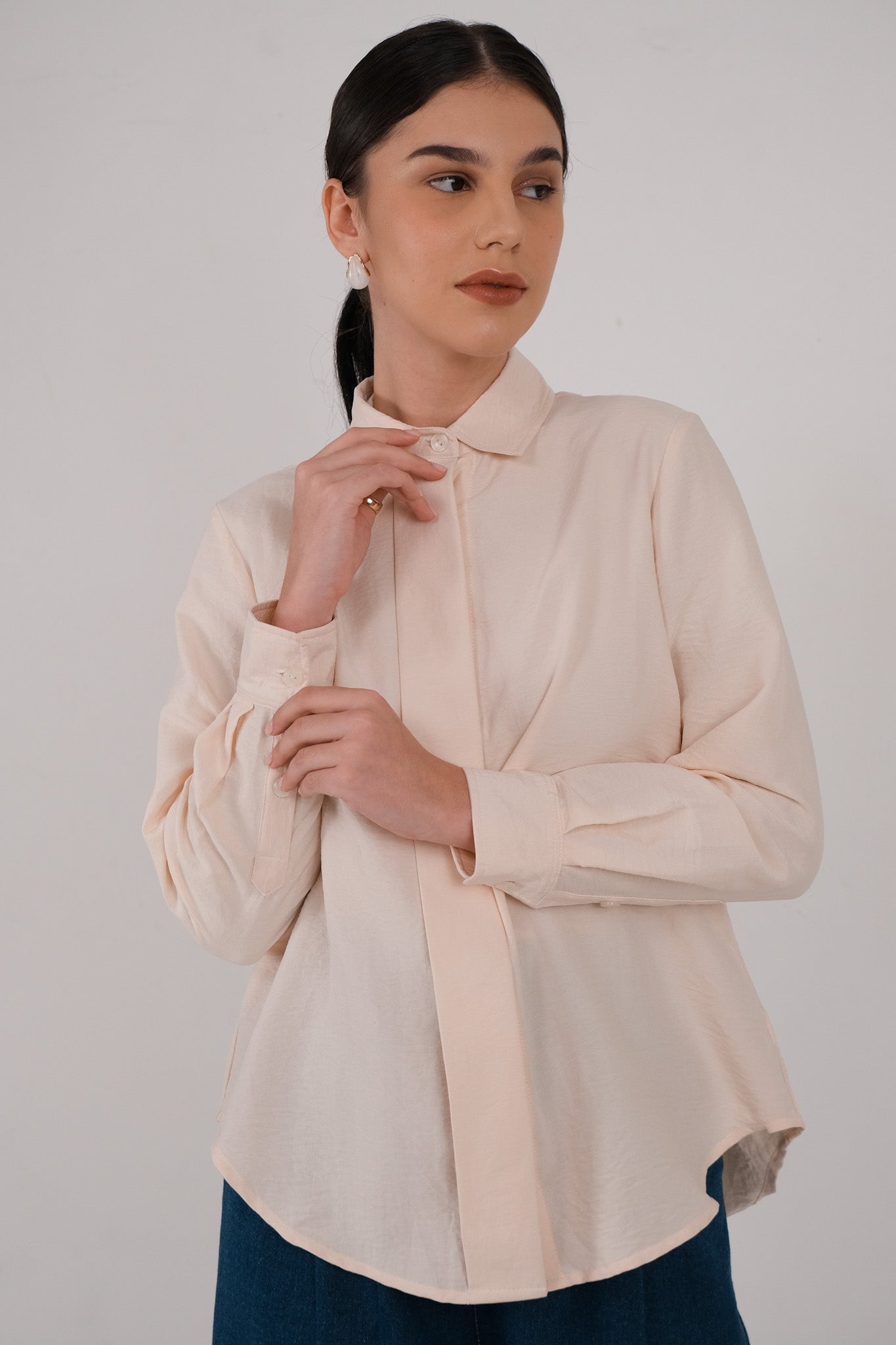 Agatha Shirt - Pale Peach / Pale Teal