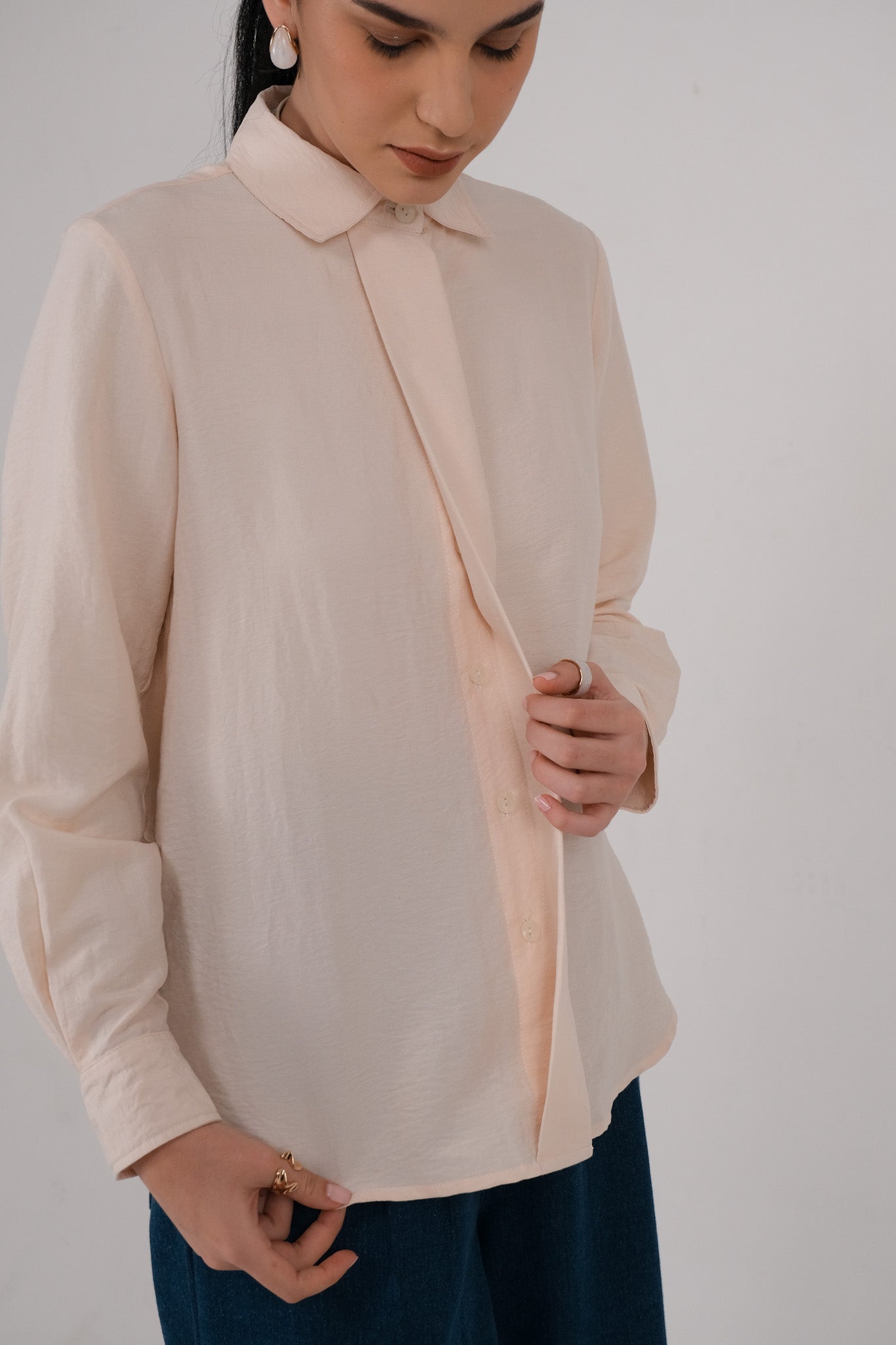 Agatha Shirt - Pale Peach / Pale Teal