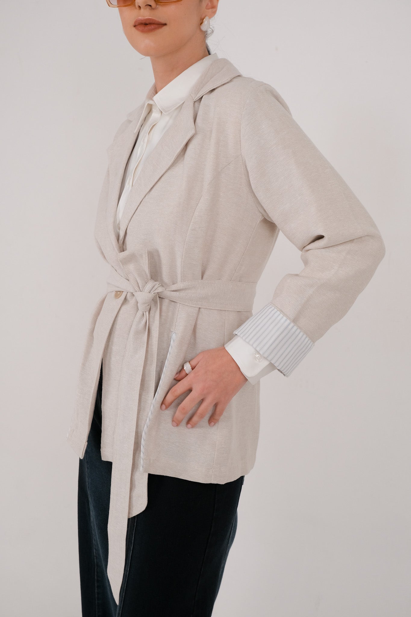 EDENA BLAZER - Oatmeal / Royal Navy