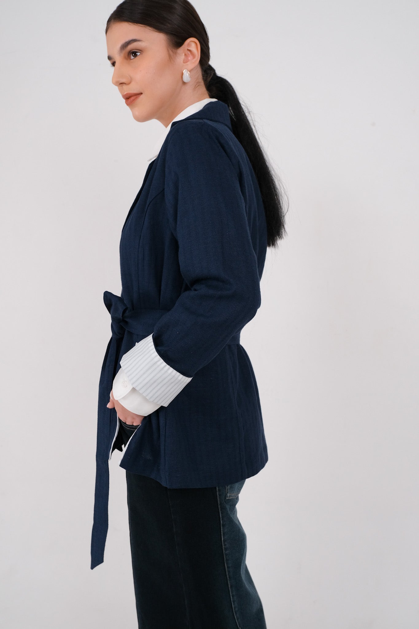 EDENA BLAZER - Oatmeal / Royal Navy