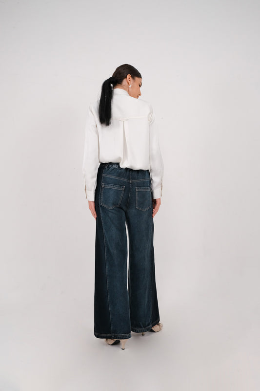 GANETE CULOTTE JEANS - Dark Denim / Black