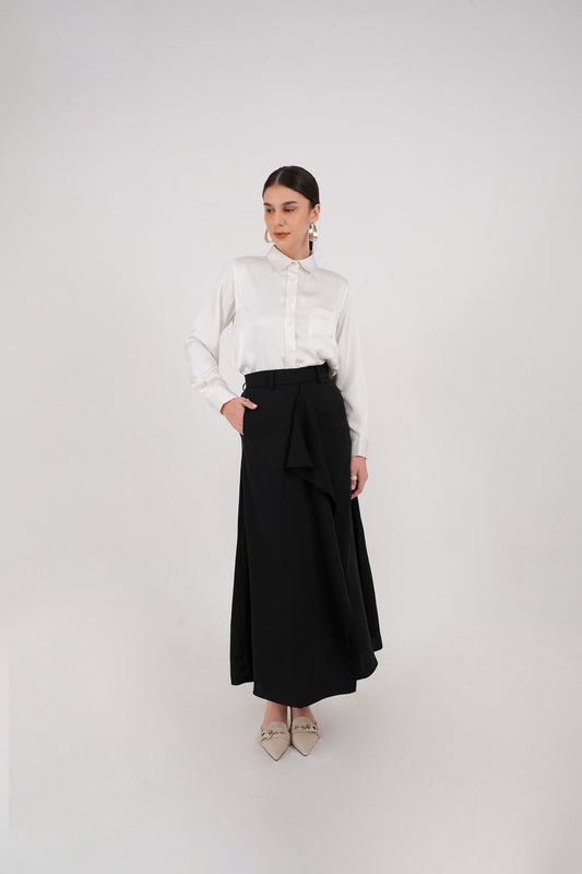 SERA ASYMMETRIC SKIRT - Sand / Black