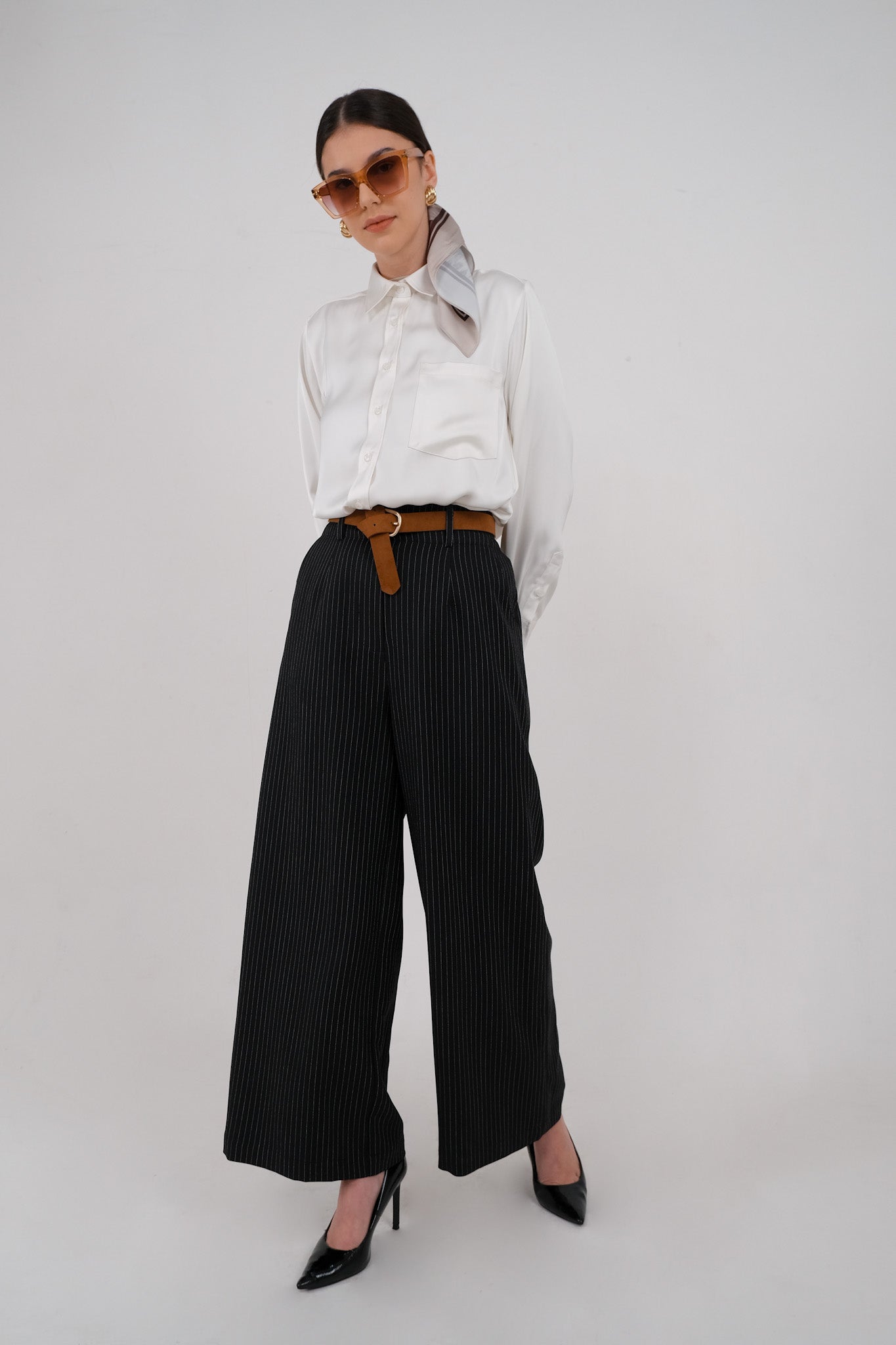 Kiel Striped Culottes - Dark Grey